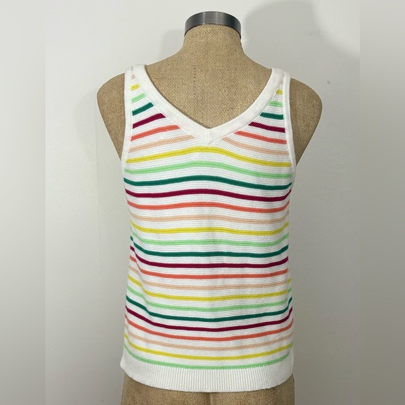 LOFT Ann Taylor Women's Striped Button Front Sweater Tank Top Size M - Picture 2 of 4